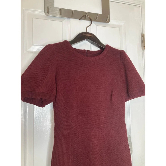 Gal Meets Glam Fit & Flare Burgundy Red Dress NWT Micro Rib Knit Short-Sleeve - Picture 3 of 16
